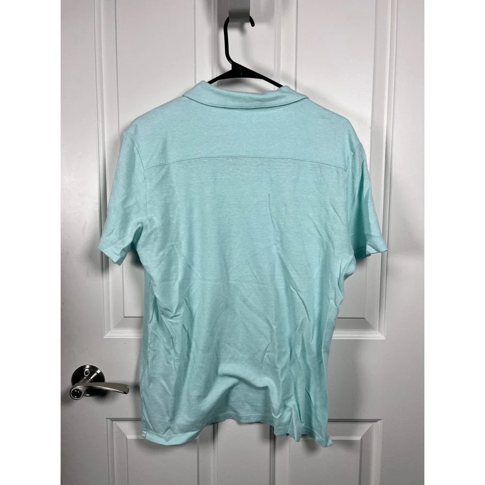 Vineyard Vines Mens Linen Cotton Polo Shirt Mint Green Heathered Whale Logo M